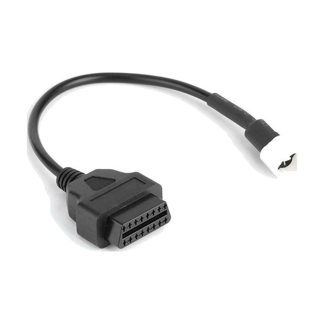 Cable adaptador para moto Yamaha con conector blanco de 3 pines y toma OBD2 negra de 16 pines