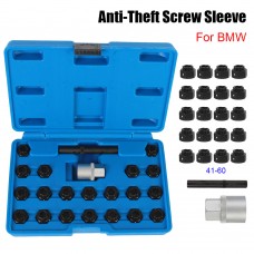 Wheel Lock Lugnut Removal Install Socket Locking Key Socket Anti-Theft Screw Sleeve for BMW Lug Nut Car Disassembly Tool