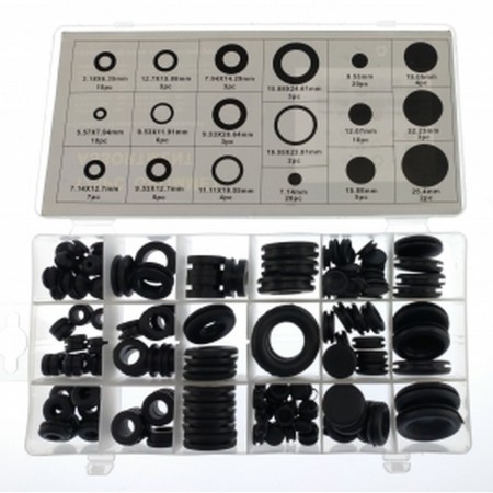 125pc Rubber Blanking Grommet Wiring Open Closed Blind Grommets Set Assorted Kit CAR TOOLS  7.00 euro - satkit