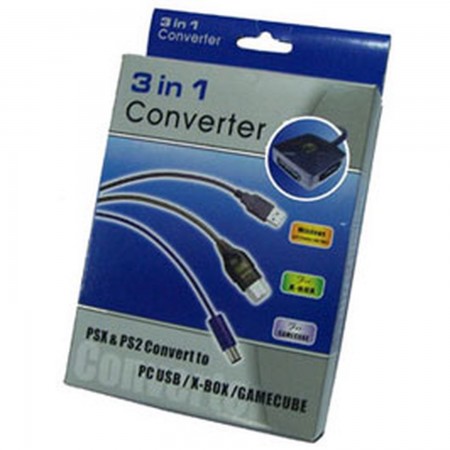Conversor 3 en 1  mandos PS/PS2 a USB/GC/XB CABLES Y ADAPTADORES XBOX  7.92 euro - satkit