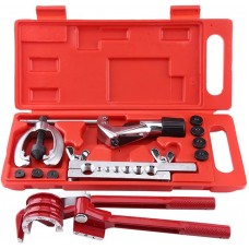  45 Degree Double and Single Flaring Tool Kit and Manual Pipe Bender for 6mm/0.2in, 8mm/0.3in, 10mm/0.4in Pipe, 180 Degree Pipe Bender for Copper, Stainless Steel and Aluminum Pipes