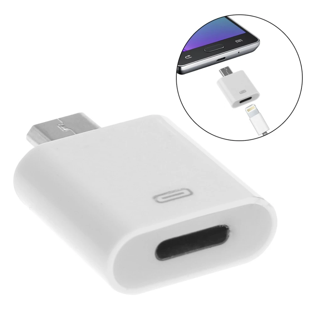 Adaptador Lightning hembra de 8 pines a Micro USB macho para Android y Apple