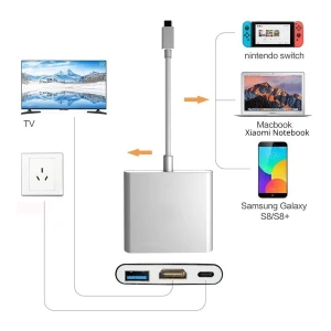 Adaptador USB C a HDMI 4K para Nintendo Switch y Hub USB 3.1 Tipo C