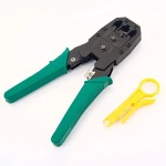 Alicate crimpadora WJ-315 multifuncional para conectores 4P 6P 8P verde