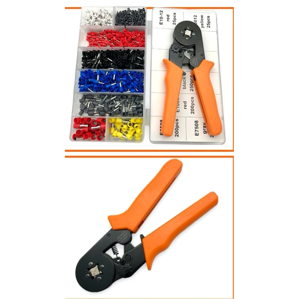 Alicates crimpadores con terminales 0.25-10 mm² - Kit de 1200 piezas
