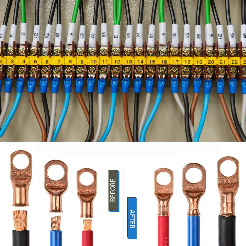 Alicates de crimpado 6-50mm² con asas antideslizantes y rotación ajustable