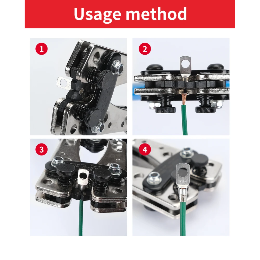Alicates de crimpado 6-50mm² con asas antideslizantes y rotación ajustable