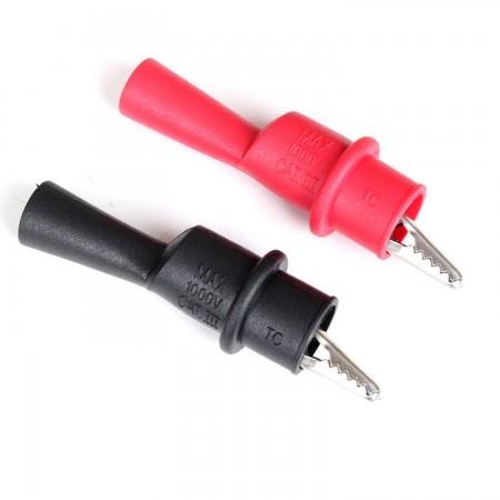 ALLIGATOR CLIPS TO BE SOLDERED ON CABLE 1 RED & 1 BLACK Soldering tweezers  0.87 euro - satkit