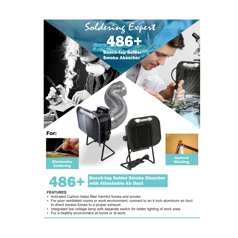 Detalle del filtro de carbón activado del extractor Aoyue 486 Plus