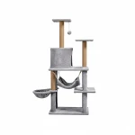 Árbol rascador para gatos 125 cm con hamaca, cueva y postes de sisal
