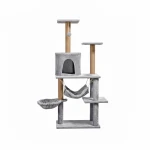 Árbol rascador para gatos 125 cm con hamaca, cueva y postes de sisal