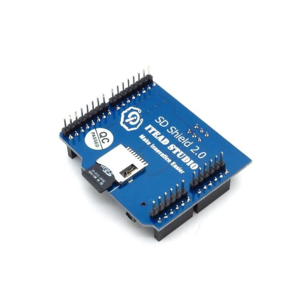 Módulo Arduino SD Card Shield mostrando ranura para tarjeta Micro SD