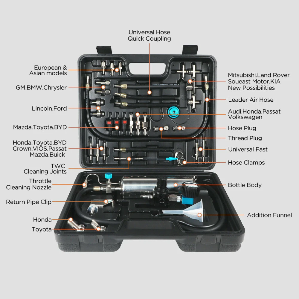 AUTOOL C100 Inyector de Combustible Limpiador Gasolina con Adaptadores para Coche