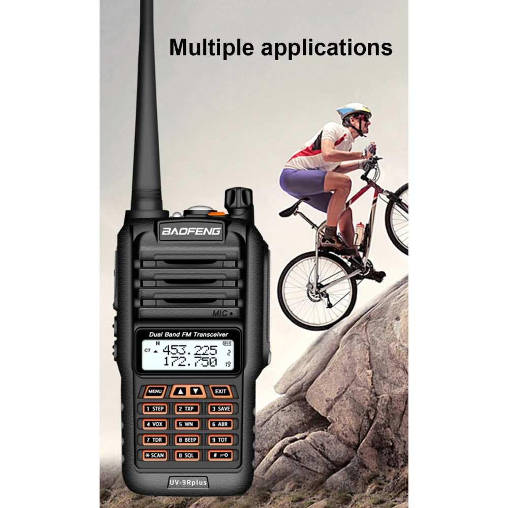 Baofeng UV9R Plus walkie-talkie de largo alcance con 160 canales VHF/UHF