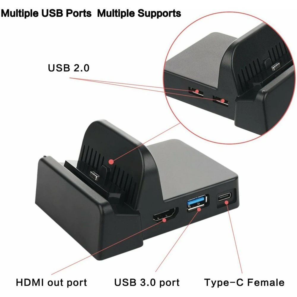 Base Dock portátil para Nintendo Switch - Mini Dock HDMI USB compacto