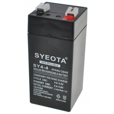 Batería Plomo SY4-4 Recargable 4V4Ah Alarmas, Balanzas, Juguetes
