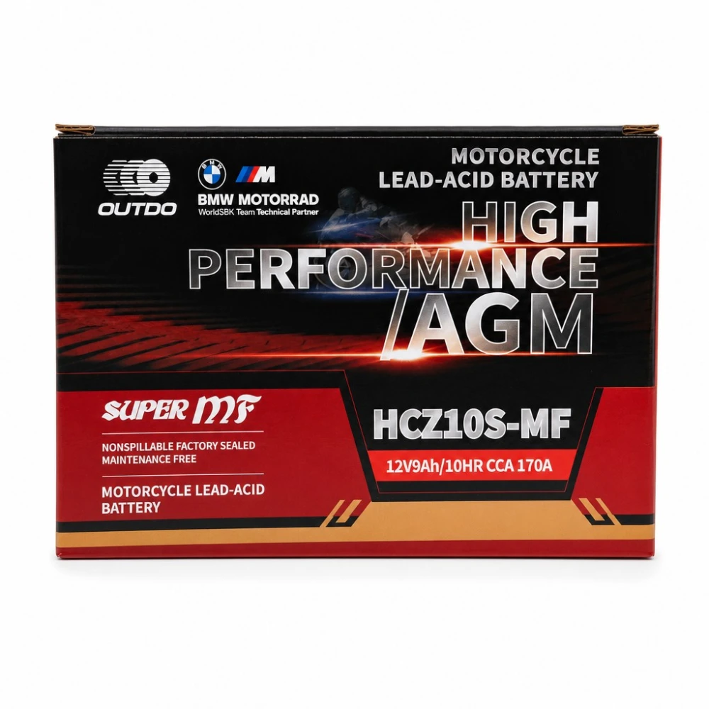 Batería Moto AGM 12V 9Ah OUTDO HCZ10S-MF - Compatible Yuasa YTZ10S(-BS) / GTZ10S / ETZ10S