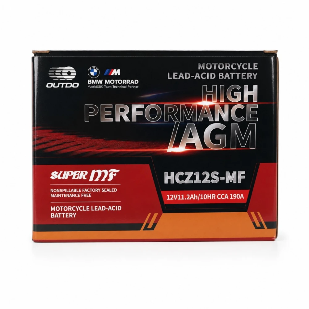 Batería Moto AGM 12V 11.2Ah OUTDO HCZ12S-MF - Compatible Yuasa YTZ12S(-BS) / GTZ12S / ETZ12S