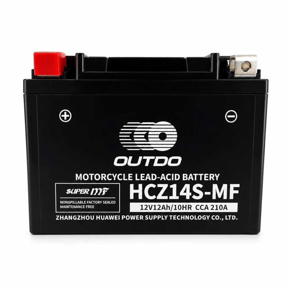 Batería Moto AGM 12V 12Ah OUTDO HCZ14S-MF - Compatible Yuasa YTZ14S(-BS) / GTZ14S / ETZ14S