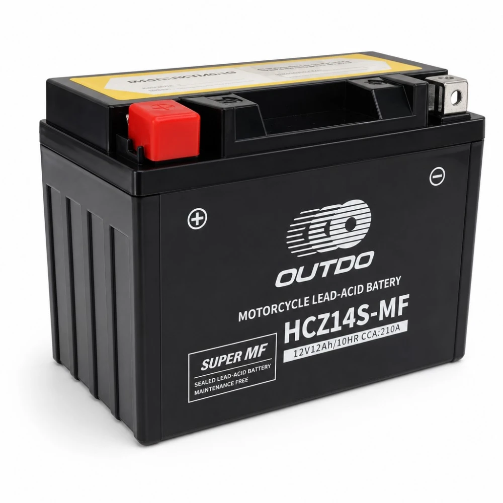 Batería Moto AGM 12V 12Ah OUTDO HCZ14S-MF - Compatible Yuasa YTZ14S(-BS) / GTZ14S / ETZ14S