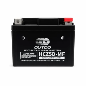 OUTDO Batería Moto AGM 12V 5Ah OUTDO HCZ5D-MF - Compatible Yuasa YTZ7S-BS / GTZ7S / ETZ5L-BS