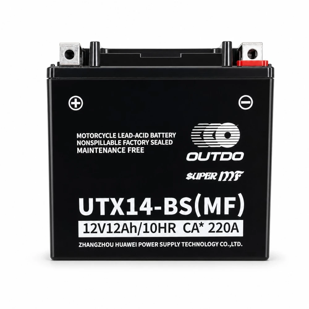 Batería Moto AGM 12V 12Ah OUTDO UTX14-BS(MF) - Compatible Yuasa YTX14-BS / GTX14-BS / ETX14-BS