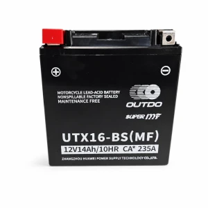 OUTDO Batería Moto AGM 12V 14Ah OUTDO UTX16-BS(MF) - Compatible Yuasa YTX16-BS / GTX16-BS / ETX16-BS / 16-B