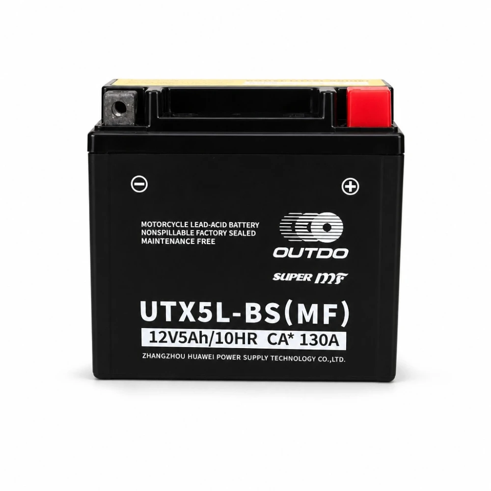 Batería Moto AGM 12V 5Ah OUTDO UTX5L-BS(MF) - Compatible Yuasa YTX5L-BS / GTX5L-BS / ETX5L-BS
