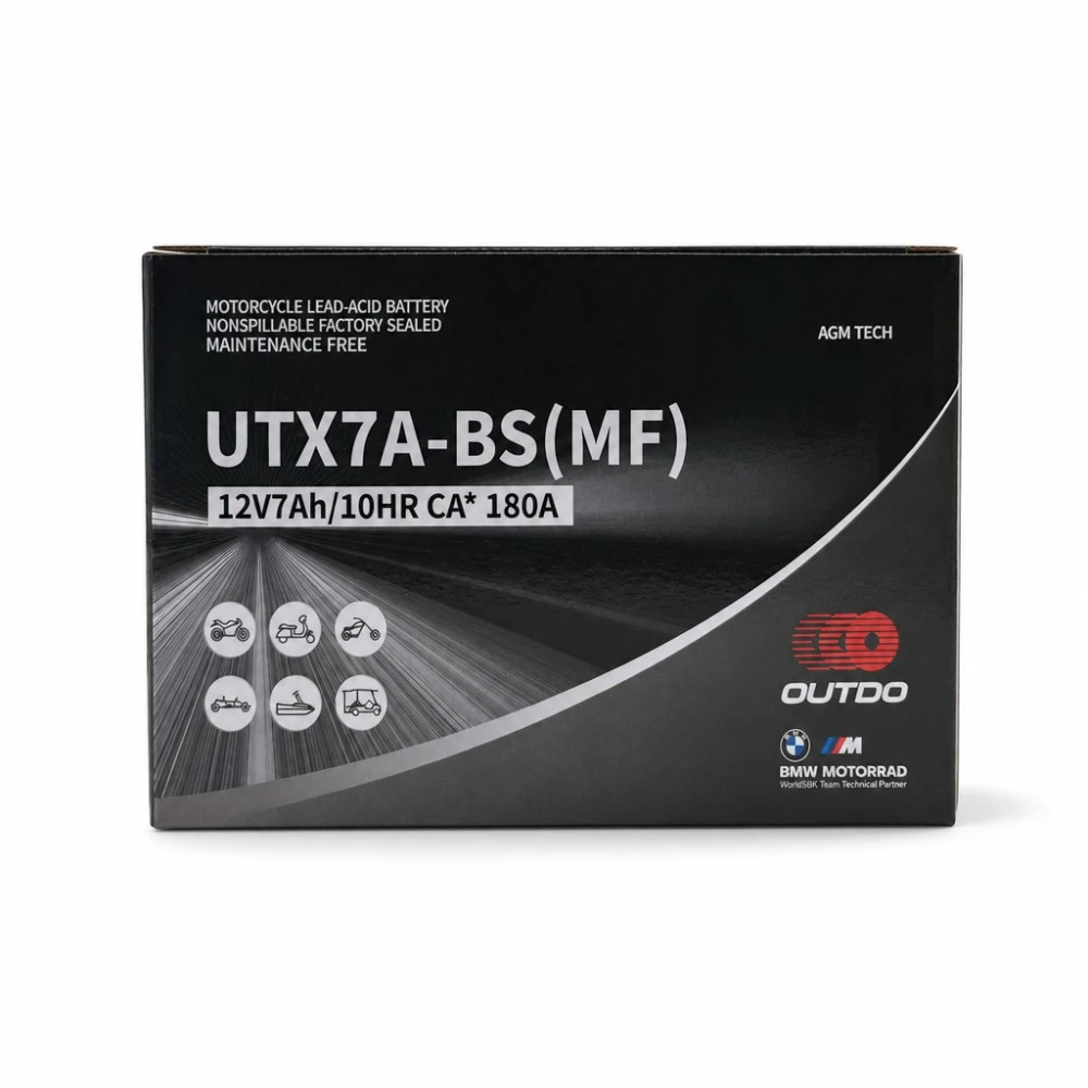 Batería Moto AGM 12V 7Ah OUTDO UTX7A-BS(MF) - Compatible Yuasa YTX7A-BS / GTX7A-BS / ETX7A-BS