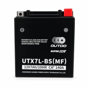 OUTDO Batería Moto AGM 12V 7Ah OUTDO UTX7L-BS(MF) - Compatible Yuasa YTX7L-BS / GTX7L-BS / ETX7L-BS