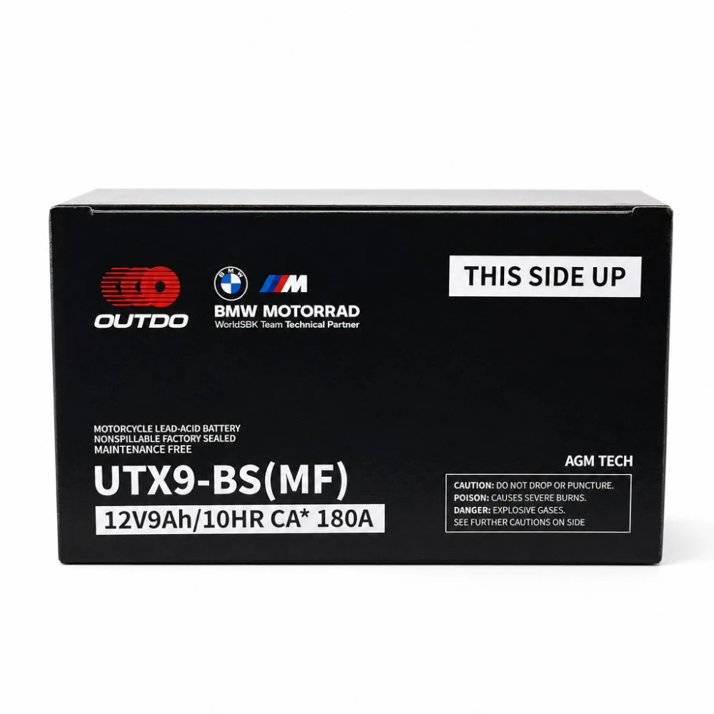 Batería Moto AGM 12V 9Ah OUTDO UTX9-BS(MF) - Compatible Yuasa YTX9-BS / GTX9-BS / ETX9-BS
