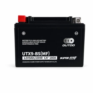 OUTDO Batería Moto AGM 12V 9Ah OUTDO UTX9-BS(MF) - Compatible Yuasa YTX9-BS / GTX9-BS / ETX9-BS