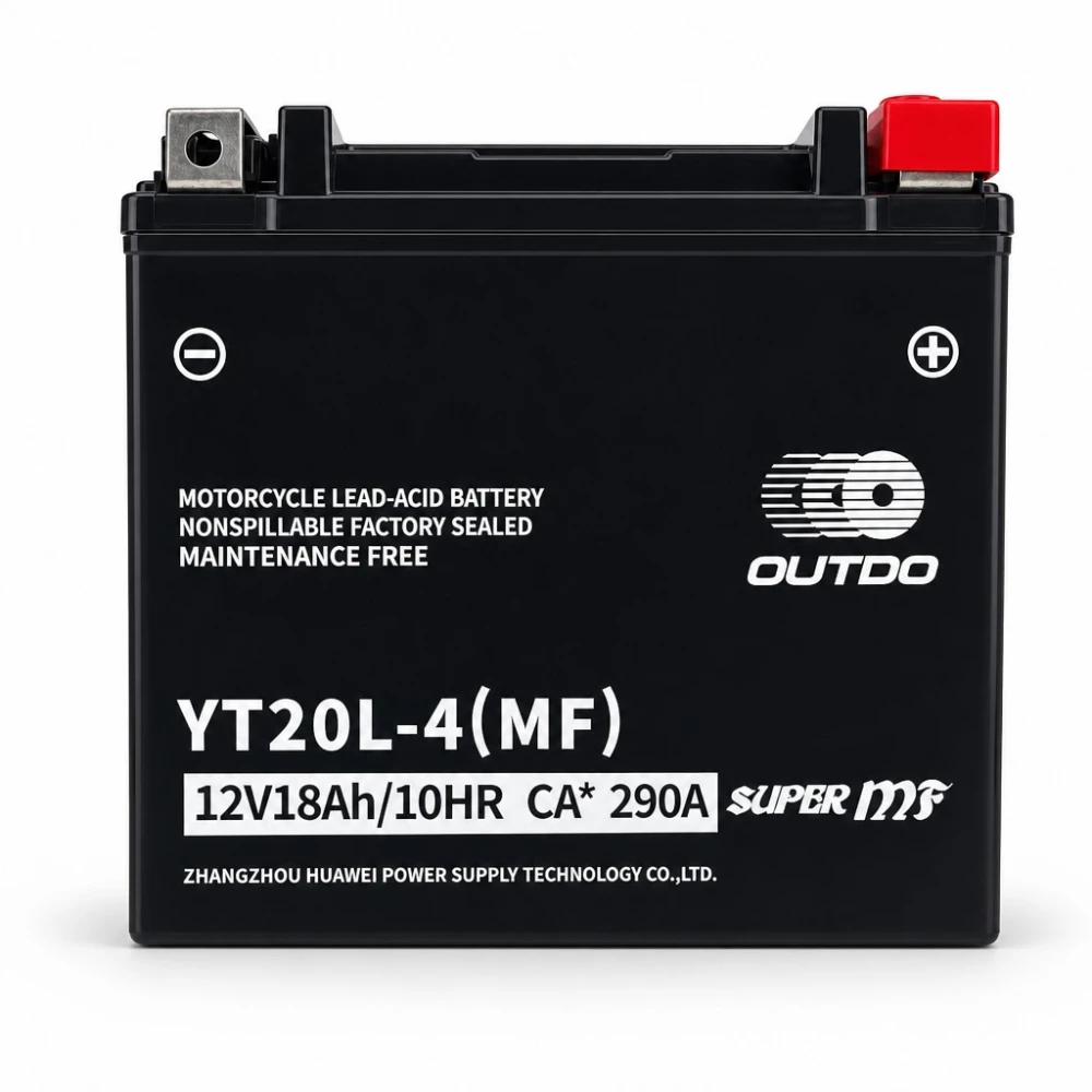 Batería Moto AGM 12V 18Ah OUTDO YT20L-4(MF) - Compatible Yuasa YTX20L-BS / GTX20L-BS / ETX20L-BS / Y50-N18L-A