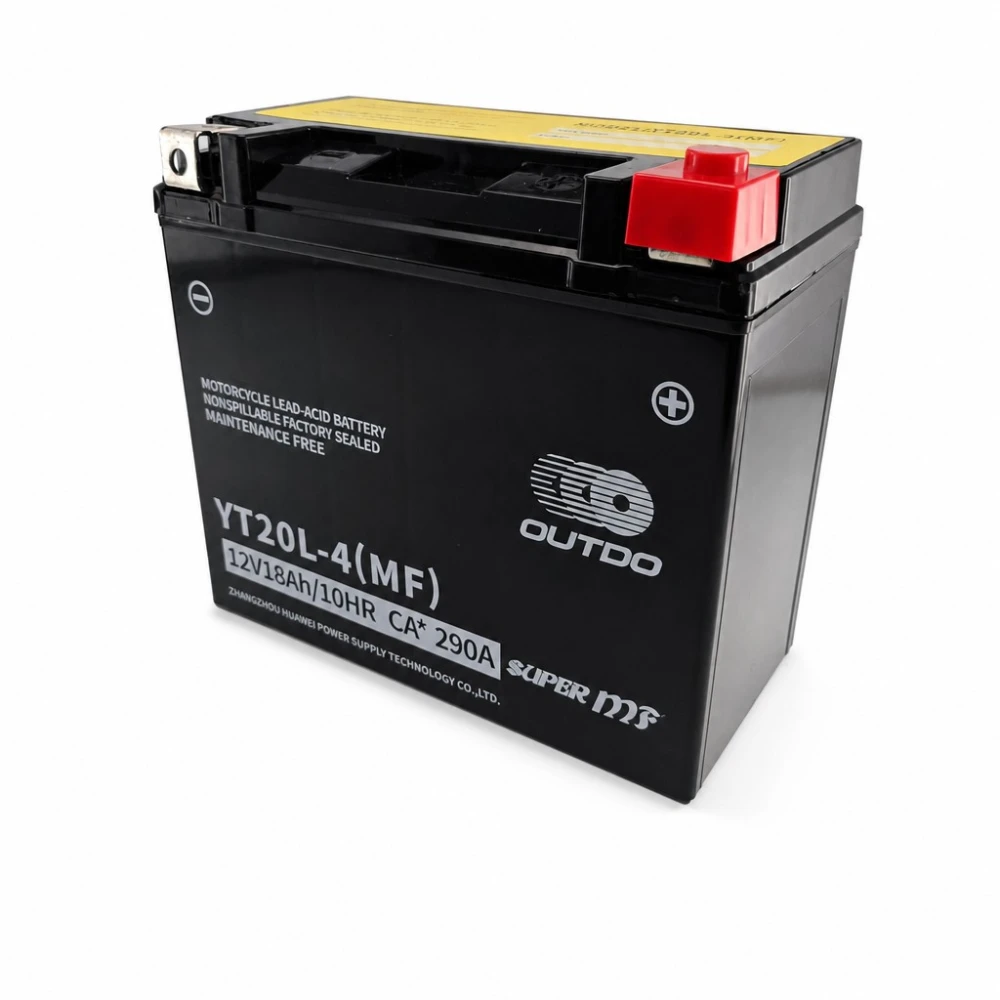 Batería Moto AGM 12V 18Ah OUTDO YT20L-4(MF) - Compatible Yuasa YTX20L-BS / GTX20L-BS / ETX20L-BS / Y50-N18L-A