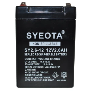 Batería Plomo Recargable 12V 2.6Ah SY2.6-12 para Alarmas, Balanzas y Juguetes