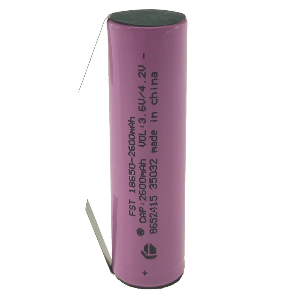 Batería recargable 18650 2600mAh 3,7V con lengüeta para soldar de alta calidad