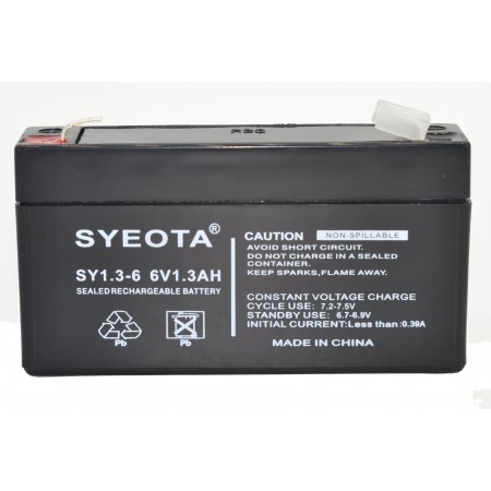 Lead  Battery 6V / 1.3AH  SY6V1.3 -SY6V1.3 NP1.2-6 LC-R061R3 Fire & Burglar Alarm Security BATTERY FOR UPS, ALARM, TOYS Songyuan 5.00 euro - satkit