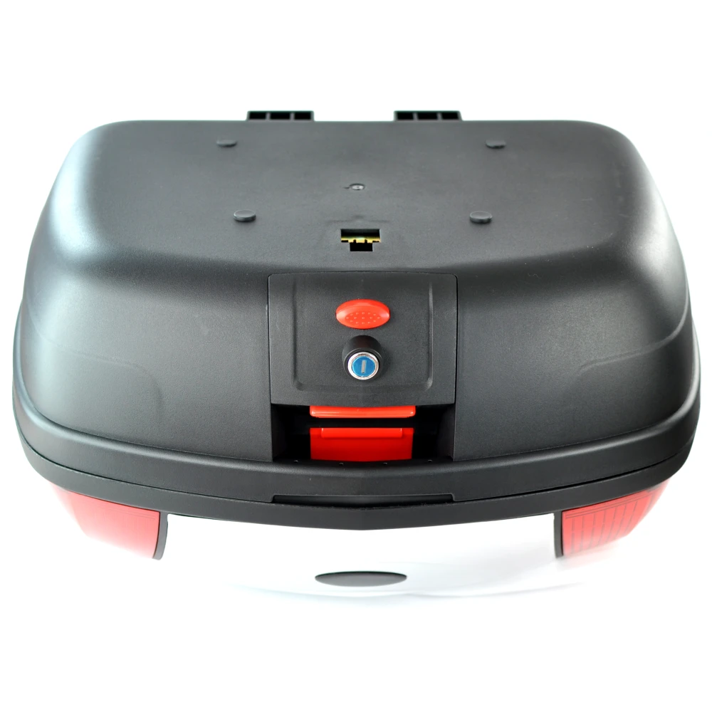 Baúl de moto 46 litros universal plata - Maleta XXL para 2 cascos con cerradura