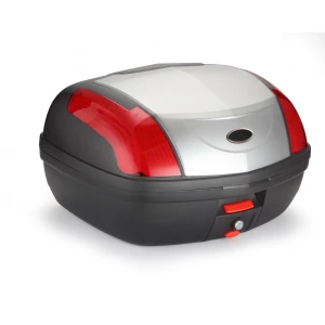 Baúl de moto 46 litros universal plata - Maleta XXL para 2 cascos con cerradura