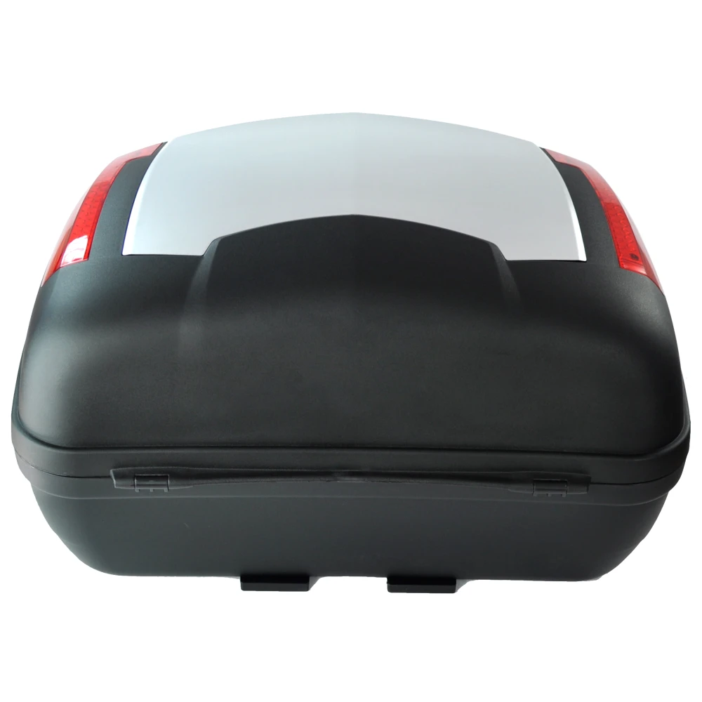 Baúl de moto 46 litros universal plata - Maleta XXL para 2 cascos con cerradura