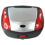 Baúl de moto 46 litros universal plata - Maleta XXL para 2 cascos con cerradura