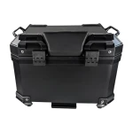 Baúl de moto universal 36L con respaldo lumbar y maletero cuadrado en ABS negro