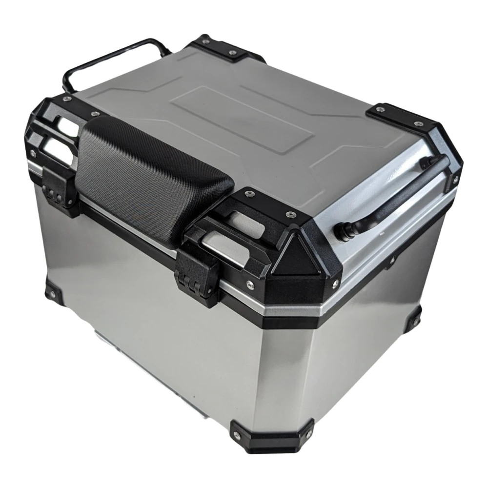 Baúl universal moto 45L plata - Maleta portacascos cuadrado para 1 casco