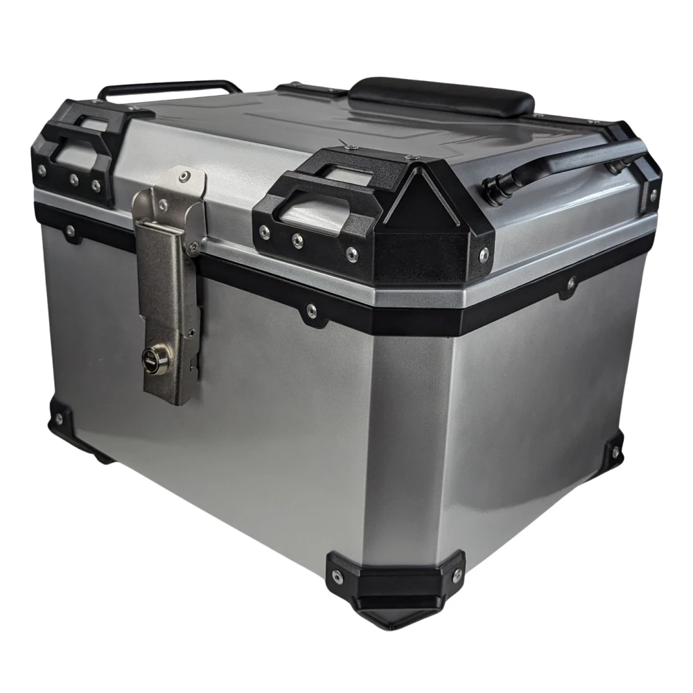Baúl universal moto 45L plata - Maleta portacascos cuadrado para 1 casco