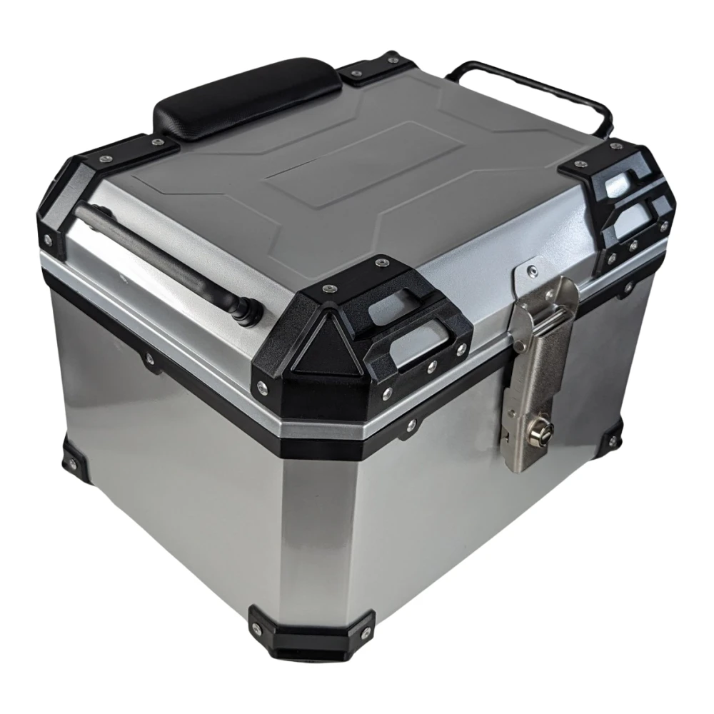 Baúl universal moto 45L plata - Maleta portacascos cuadrado para 1 casco