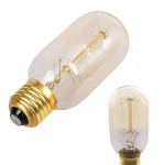 Bombilla filamento Edison T45 E27 40W vintage iluminada en ambiente industrial