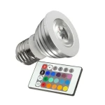 Bombilla Led RGB E27 3W con mando a distancia para iluminación versátil
