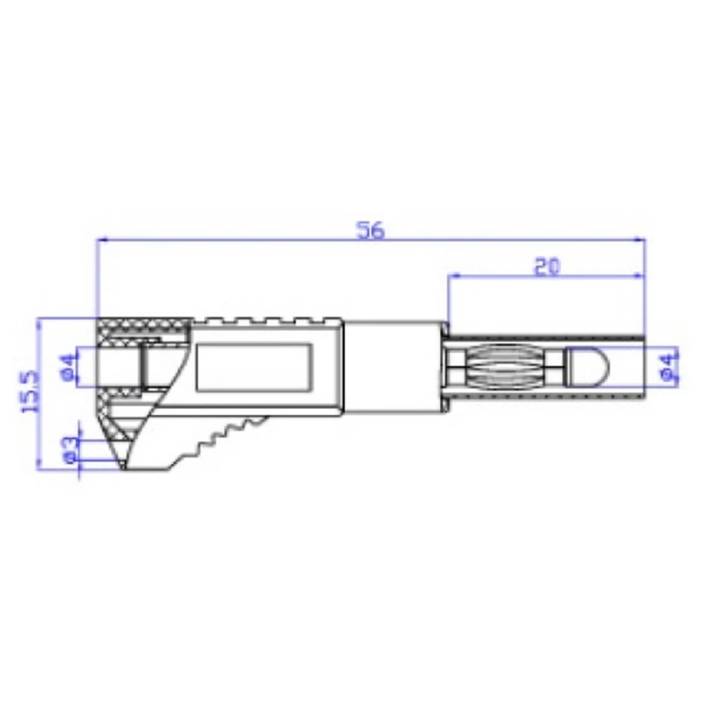 Detalle del conector banana macho 4mm BP4450 con conector posterior en rojo y negro