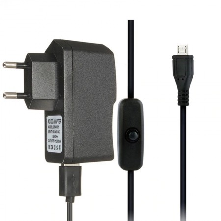 Cargador Micro USB Adaptador de corriente 5 V 2.5A 2500mA con Cable con Interruptor para Raspberry Pi 1/2/3 Modelo B/B plus