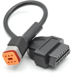 Cable Adaptador Harley Davidson OBD1 6 Pines a OBDII 16 Pines para Diagnóstico